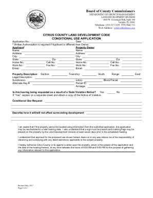 Fillable Online Citrus County Land Development Code Conditional Use ...