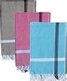 Fancyadda Handloom Cotton Bath Towels (Pack of 3, Large Size, Light ...