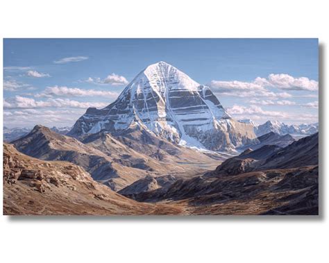 KUNJCART Kailash Mountain Painting for Wall Decoration (36 x 24 Inch ...