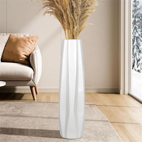 Amazon.com: Ceramic Large Floor Tall Vase 28 Inches,White Modern Flower ...