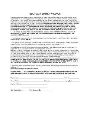 Golf Cart Liability Waiver - Lake Linganore Association - Fill and Sign ...