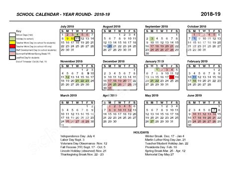 2018 - 2019 IUSD Year-Round Calendar | Irvine Unified School District ...