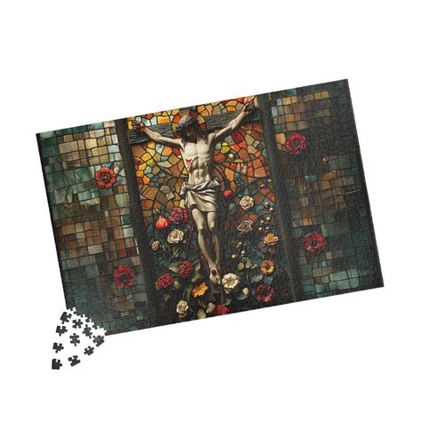 Stained Glass Crucifix Puzzle Catholic Christian Art, Challenging 1014 ...