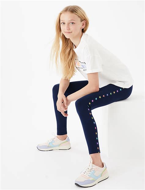 Buy Cotton Rich Stars Leggings (6-16 Yrs) at Marks & Spencer