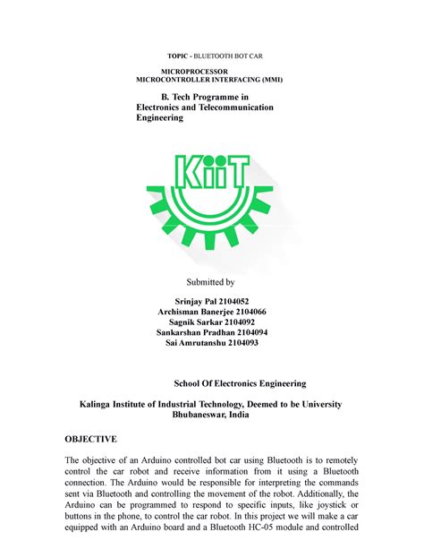 Samp report - TOPIC - BLUETOOTH BOT CAR MICROCONTROLLER INTERFACING ...