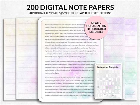 Digital Note Taking Templates, Digital Notebook Paper, Digital Notepaper Templates, Portrait ...