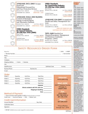 Fillable Online asse Safety Resources Order Form - asse Fax Email Print ...