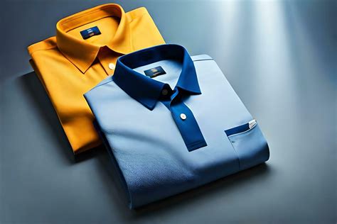 two blue and yellow shirts on a gray surface. AI-Generated 32455734 ...