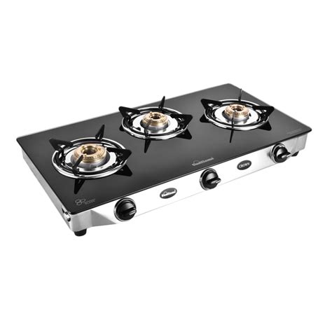 Buy SUNFLAME CROWN Toughened Glass Top 3 Burner Stove with 2 Years Made ...