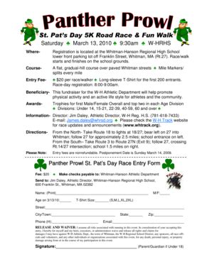 Fillable Online whrsd Entry flyer - Whitman-Hanson - whrsd Fax Email ...
