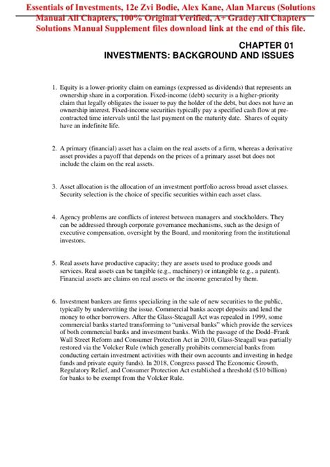 Solutions Manual for Essentials of Investments 12th Edition By Zvi ...