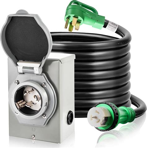 Amazon.com: Vilstomes 50 Amp Generator Power Cord and Inlet Box - 15FT Heavy Duty STW Cord, NEMA ...
