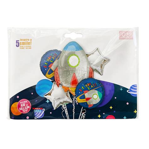 Space Rocket Theme 5 in 1 Birthday Foil Balloon Set | Birthday Foil ...