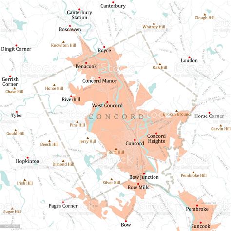 Nh Merrimack Concord Vector Road Map Stock Illustration - Download ...