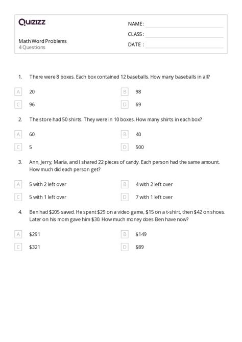 Image result for Word Problem Math Worksheets 4th Grade