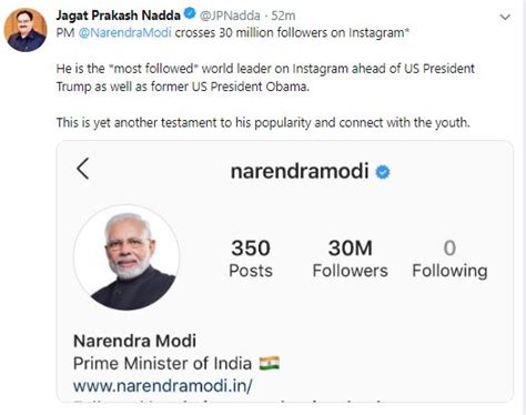 PM Modi crosses 30 million follower-mark on Instagram, becomes most ...