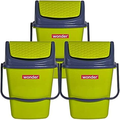 ARISTO Plastic Swing Lid Garbage Bucket Dustbin Combo (16 L, Green ...