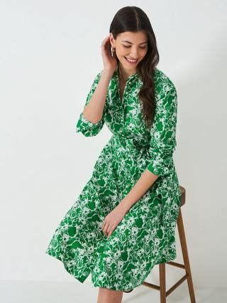 Crew Clothing Eleanor Floral Shirt Dress, Light Green/White
