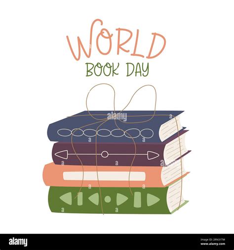 A stack of books with different covers tied with rope. World book day ...