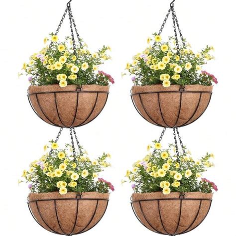 Outdoor Metal Hanging Planters Basket 4pack 8 Inch Hanging Baskets For ...