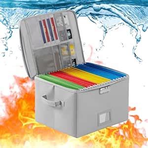MUIFA Silver Fireproof File Box with Lock, Collapsible, Portable ...