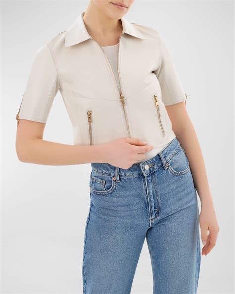 LaMarque Sevana Reversible Short-Sleeve Leather Jacket | Neiman Marcus