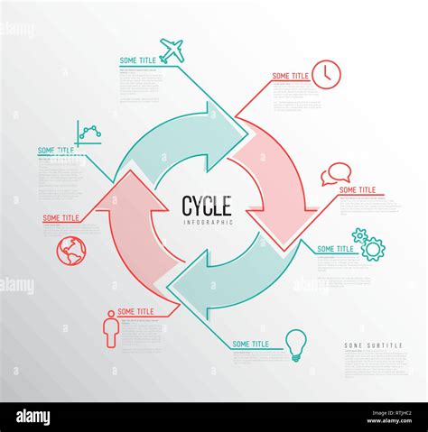 Vector Infographic report template made from lines and icons with big cycle icon Stock Vector ...