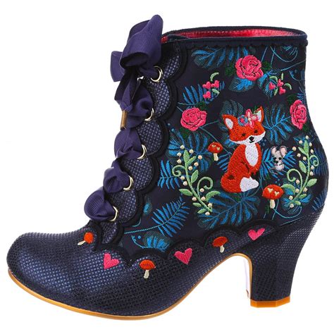 IRREGULAR CHOICE Forest Frolics Autumn Fox Boots in Blue