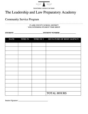 Clark County Community Service Time Sheet - Fill and Sign Printable ...