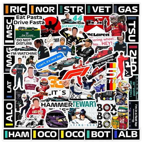 CodersParadise Pack of 60 F1 Formula One Racing Vinyl Self-Adhesive ...