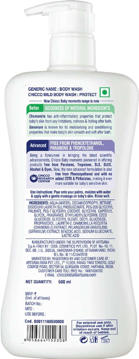 Buy CHICCO BABY MOMENTS MILD BODY WASH PROTECT NO TEARS FOR SOFT SKIN ...