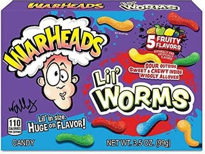 Warheads Lil' Worm Gummi Candy Chews, Theater Box 99g Lemon, Green ...