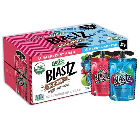GoGo squeeZ Organic BlastZ Fruit Pouches on the Go, Variety Pack ...