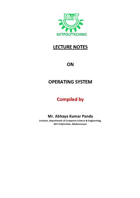 Lecture Notes on Operating Systems - CSE 4th Year - Studocu