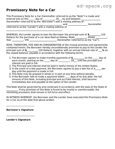 Image result for Car Promissory Note Form