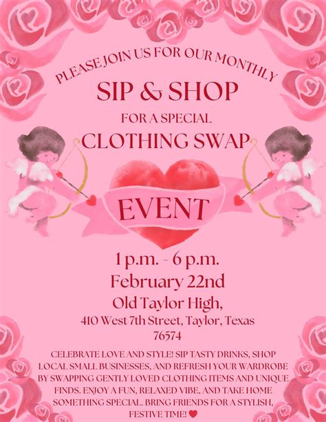 Sip, Shop and Swap, 410 W. 7th st. suite 202, Taylor, TX, 22 February ...