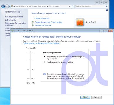 Methods of Disabling the Windows 8 User Access Control