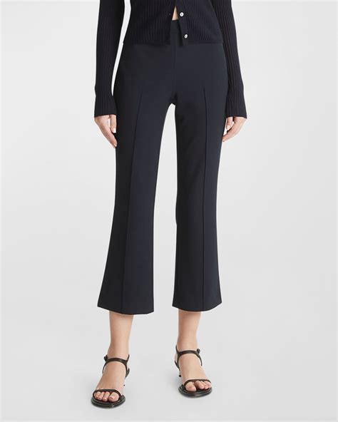 Vince Mid-Rise Pintuck Crop Flare Pants | Neiman Marcus