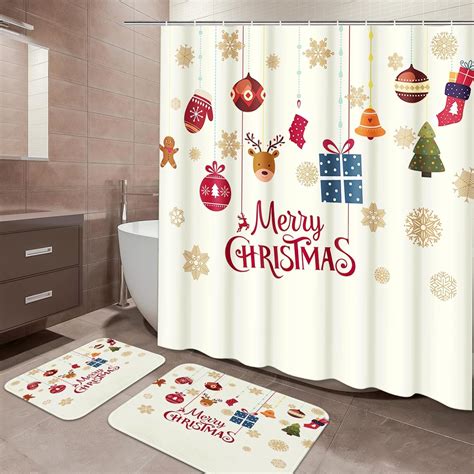 Amazon.com: ArtSocket Merry Christmas Bathroom Sets with Shower Curtain ...