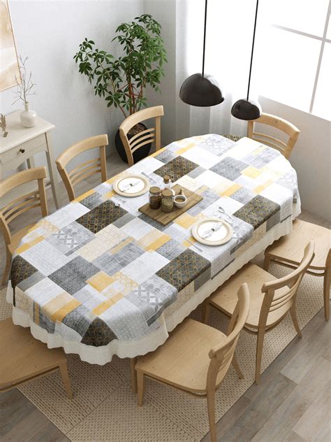 8 Seater Oval Dining Table Cover; 60x108 Inches; Material - PVC; Anti ...