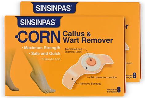 Amazon.com: SINSINPAS Corn Callus & Wart Remover, Maximum Strength, 2 ...
