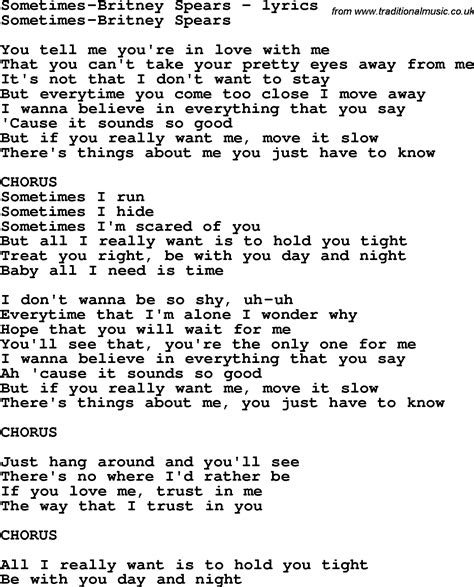 Love Song Lyrics for:Sometimes-Britney Spears