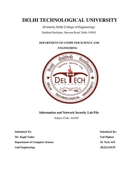 Yati ins lab file - INS lab work - DELHI TECHNOLOGICAL UNIVERSITY ...