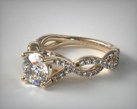 18K Yellow Gold Double Twist Pavé Engagement Ring-17619y