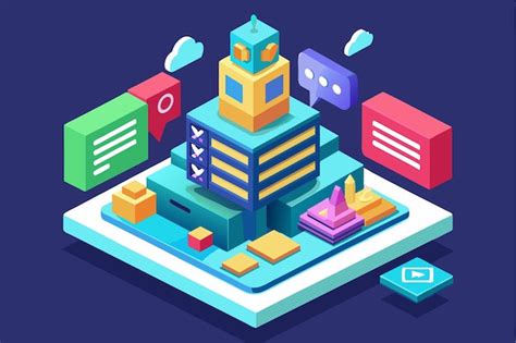 A vibrant isometric cityscape featuring modular buildings and ...