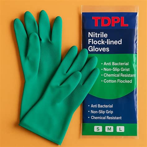 TDPL Nitrile hand gloves -Light green. 14 inch
