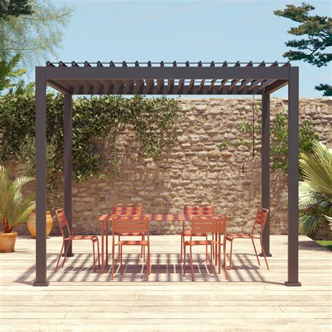 Pergola met lamellendak 3x3m V2 verstelbare lamellen antraciet| sweeek