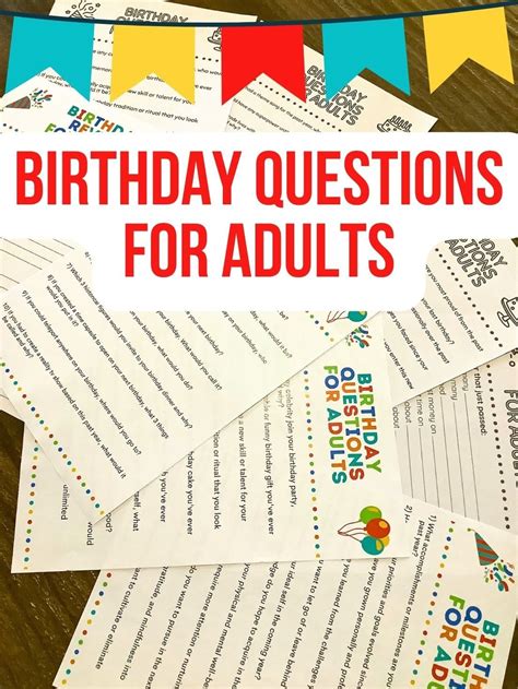 The Best Birthday Questions for Adults (Free Printables)rn | Birthday ...
