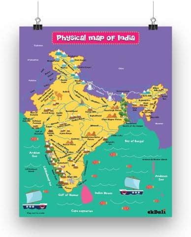 wallpics India Map Fully Waterproof Vinyl Sticker Poster (12X18 inches ...