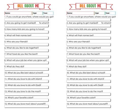 Worksheets About.me Adult - 20 Free PDF Printables | Printablee
